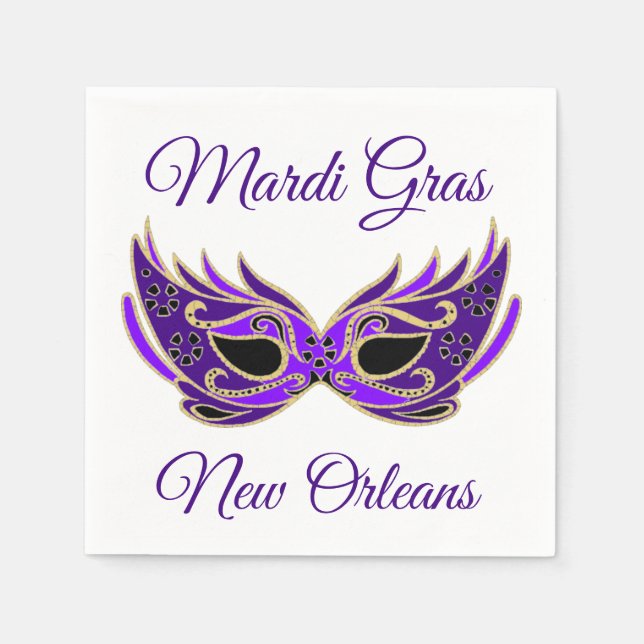 Mardi Gras New Orleans Mask Paper Napkins (Front)