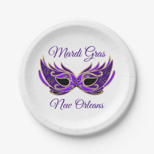 Mardi Gras New Orleans Mask Paper Plates