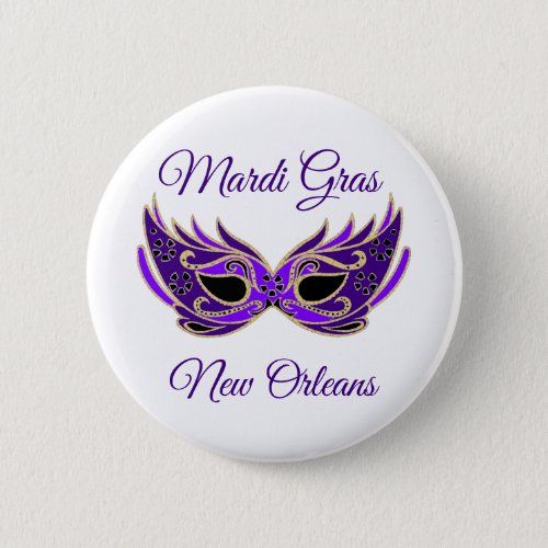 Mardi Gras New Orleans Mask Pinback Button