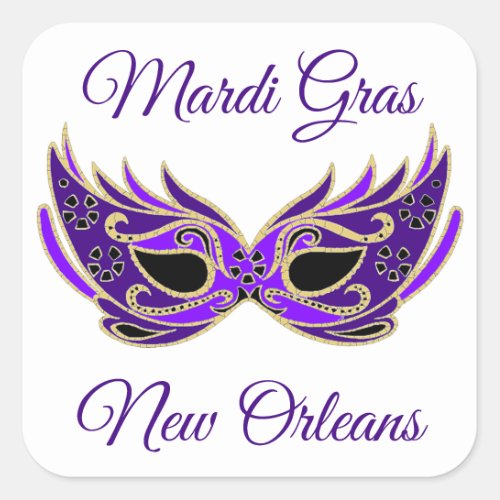 Mardi Gras New Orleans Mask Square Sticker