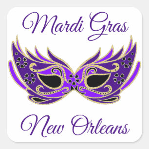 Mardi Gras New Orleans Mask Square Sticker