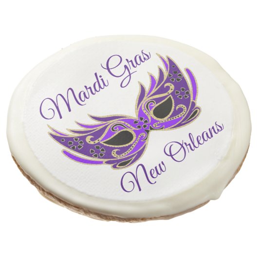 Mardi Gras New Orleans Mask Sugar Cookie (Angled)