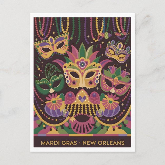 Mardi Gras New Orleans Vintage Postcard (Front)