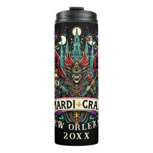 Mardi Gras New Orleans Winged Devil Design Thermal Tumbler