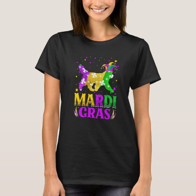 Mardi Gras Newfoundland Dog Lover Carnival Jester  T-Shirt (Front)