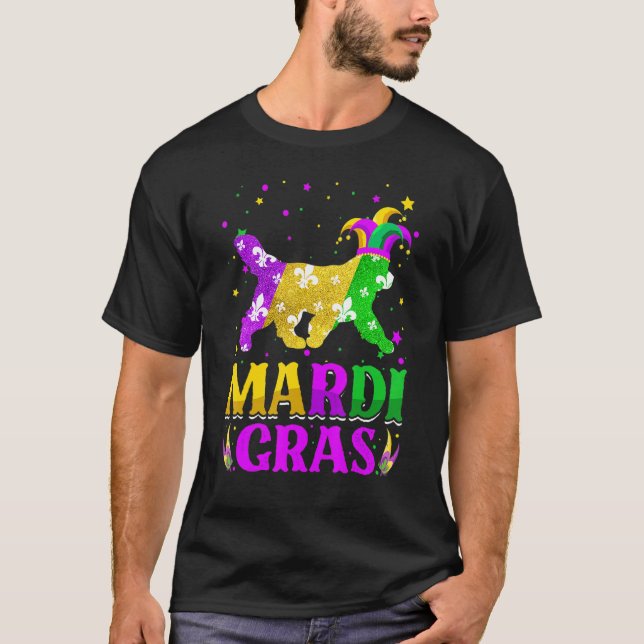 Mardi Gras Newfoundland Dog Lover Carnival Jester_ T-Shirt (Front)