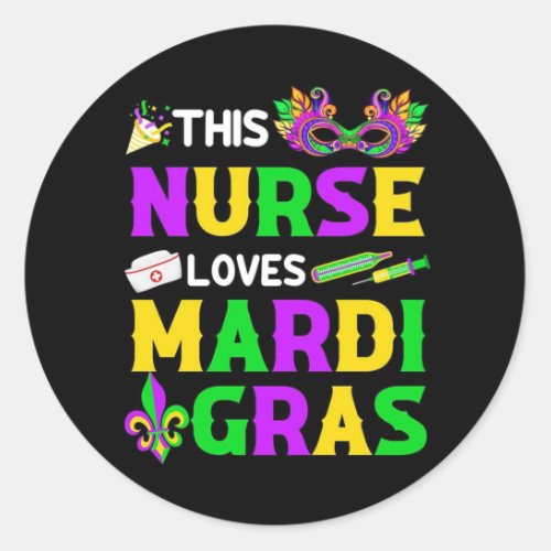 Mardi Gras Nurse Classic Round Sticker