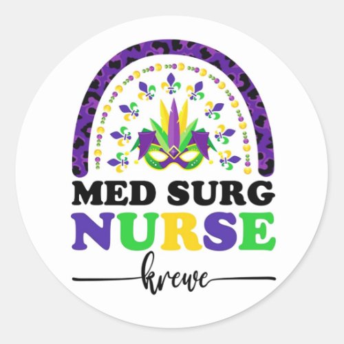 Mardi Gras Nurse Krewe Classic Round Sticker