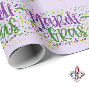Mardi Gras on Green Stones Wrapping Paper