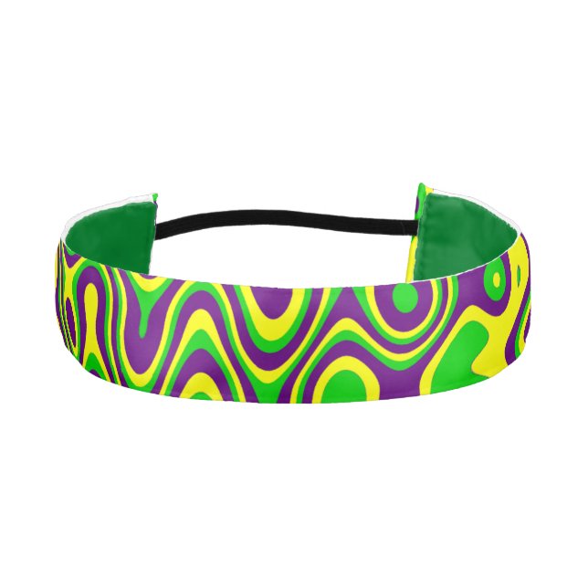 [Mardi Gras Op-Art] Purple Green Yellow Athletic Headband (Front)