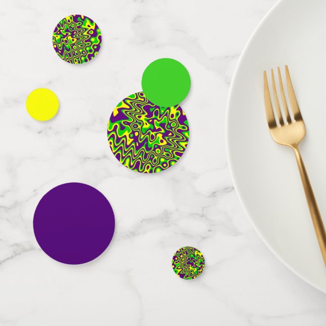 [Mardi Gras Op-Art] Purple Green Yellow Confetti (Group)