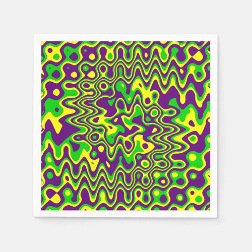 Mardi Gras Op_Art Purple Green Yellow Paper Napkins