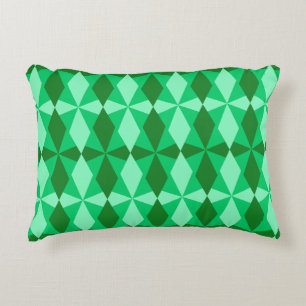 MARDI GRAS ORANGE & GREEN DIAMOND PATTERNS ACCENT PILLOW