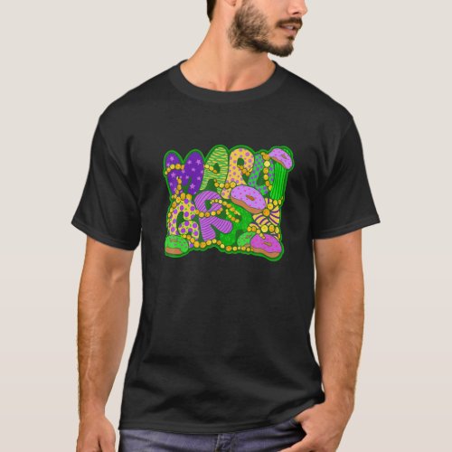 Mardi Gras Paczki Donuts Beads Carnival Party Grap T_Shirt