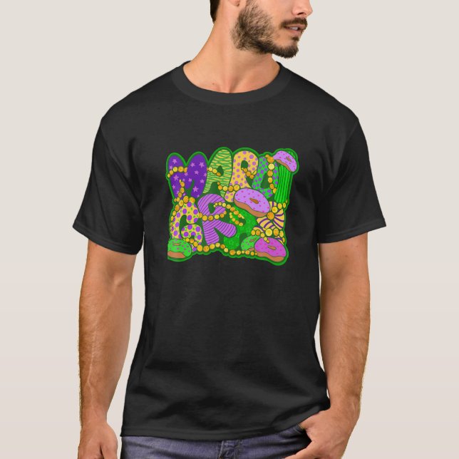 Mardi Gras Paczki Donuts Beads Carnival Party Grap T-Shirt (Front)