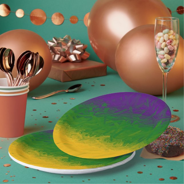 Mardi Gras Paint Paper Plates (Multi)