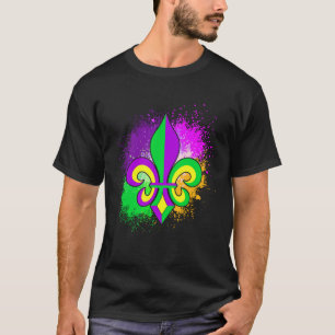 Mardi Gras Paint Splatter Colorful Outfit Men Wome T-Shirt