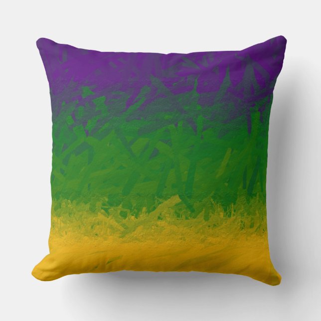 Mardi Gras Paint Throw Pillow (Front)