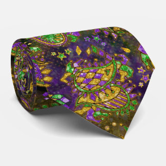 Mardi Gras Paisley Black Toned Background Neck Tie
