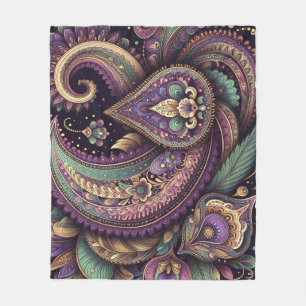 Mardi Gras paisley Fleur-de-lis Fleece Blanket