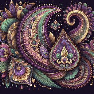 Mardi Gras paisley Fleur-de-lis Throw Pillow