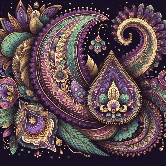 Mardi Gras paisley Fleur-de-lis  Throw Pillow (Creator Uploaded)