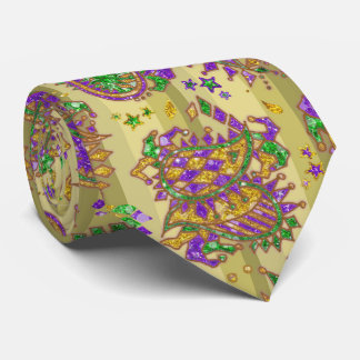 Mardi Gras Paisley Gold Toned Background Neck Tie