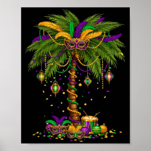 Mardi Gras Palm Tree Hawaiian Tropical Party Men W Poster