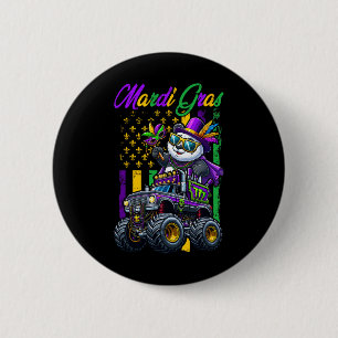 Mardi Gras Panda Sungles On Monster Truck Beads Ma Button