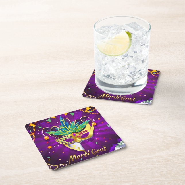 Mardi Gras Paper Coaster (Insitu)
