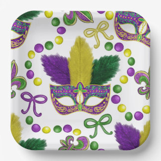 Mardi Gras Paper plate- Mardi Gras Mask Plates