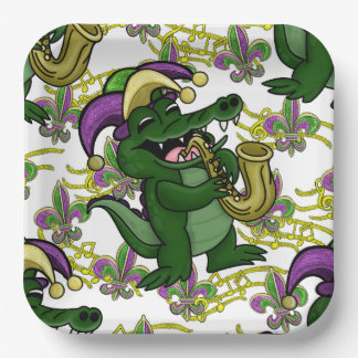 Mardi Gras Paper Plate-NOLA Gator Plates