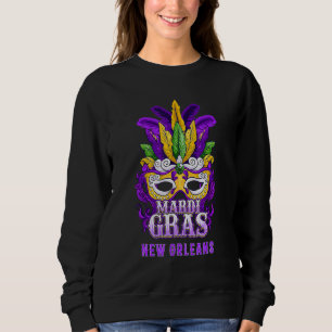 Mardi Gras Parade New Orleans Louisiana Mask Feath Sweatshirt