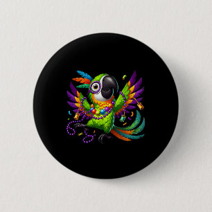 Mardi Gras Parrot - Festive Party Bird Button