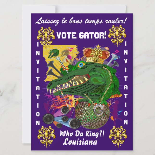 Mardi Gras Party Best View large Please View Notes Invitation (Front)