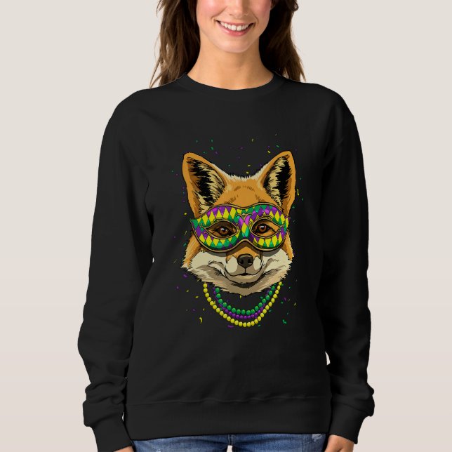 Mardi Gras Party Carnival Jester Fox Wild Animal F Sweatshirt (Front)