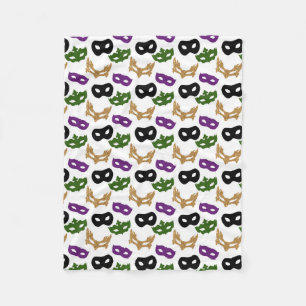 Mardi Gras Party Colorful Carnival Masks NOLA Fleece Blanket