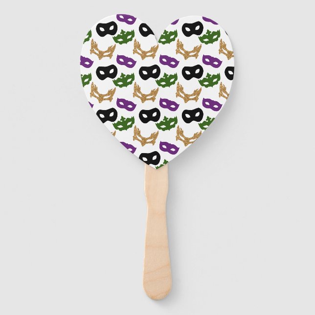 Mardi Gras Party Colorful Carnival Masks NOLA Hand Fan (Front)