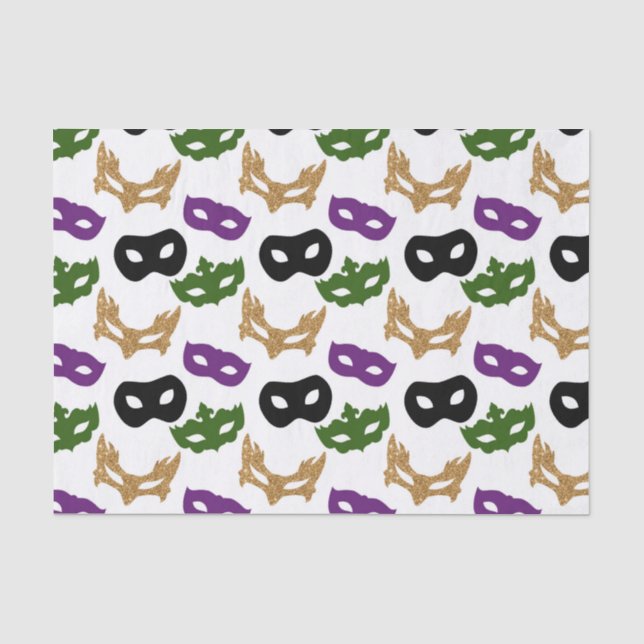 Mardi Gras Party Colorful Carnival Masks NOLA Tissue Paper (Front)