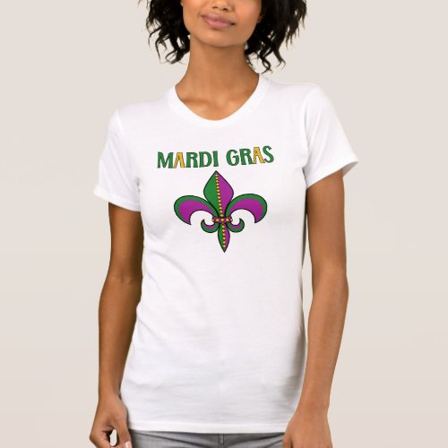 Mardi Gras party colorful typography fleur de lis T_Shirt