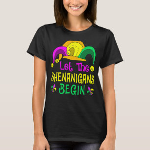 Mardi Gras Party Costume Jester Hat Let The Shenan T-Shirt