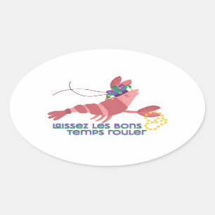 Mardi Gras Party Crawdad Oval Sticker