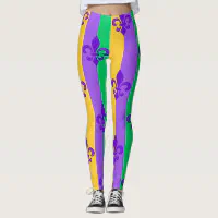 Mardi Gras Leggings, Purple Mask Pattern for Mardi Gras Events Parties, New  Orleans NOLA Pants at  Women's Clothing store