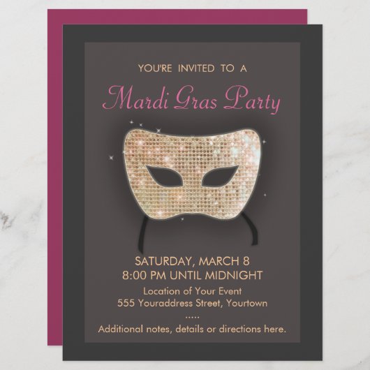Mardi Gras Party Flyer (Front/Back)