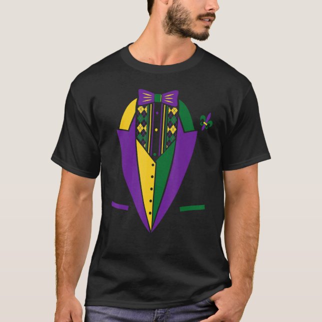 Mardi Gras Party Fun Tuxedo New Orleans Festival T-Shirt (Front)