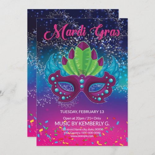 Mardi Gras Party Invitation