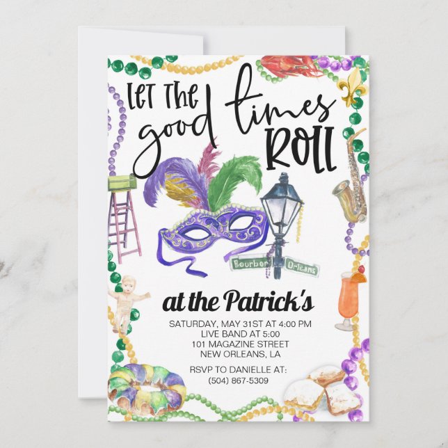 Mardi Gras Party Invitation (Front)