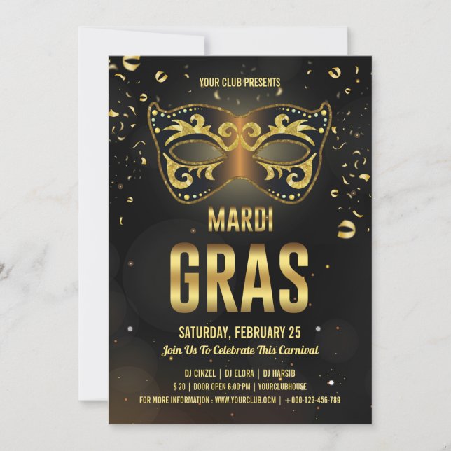 Mardi Gras Party Invitation (Front)