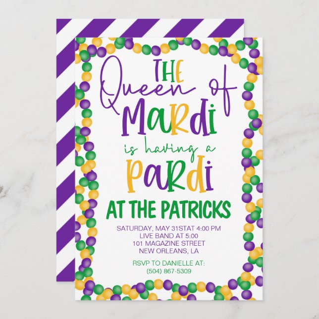 Mardi Gras Party Invitation (Front/Back)
