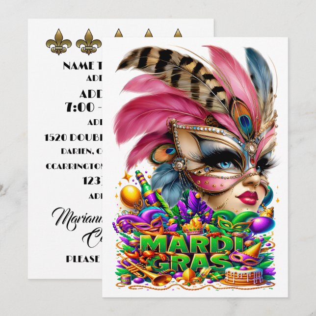 Mardi Gras - Party Invitation (Front/Back)
